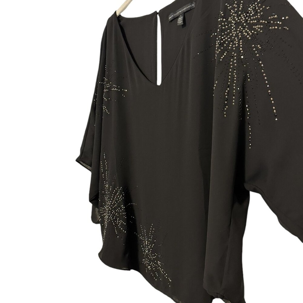 Whitehouse BlackMarket kimono sleeve starburst embellished blouse Size L - Picture 4 of 10